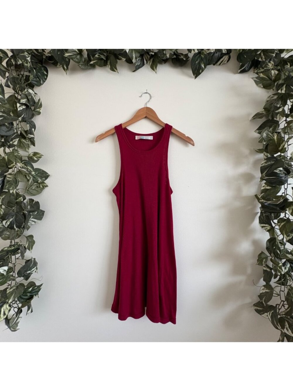 Free People Beach LA Ribbed Sleeveless Mini Dress Wine Red Women’s Size S